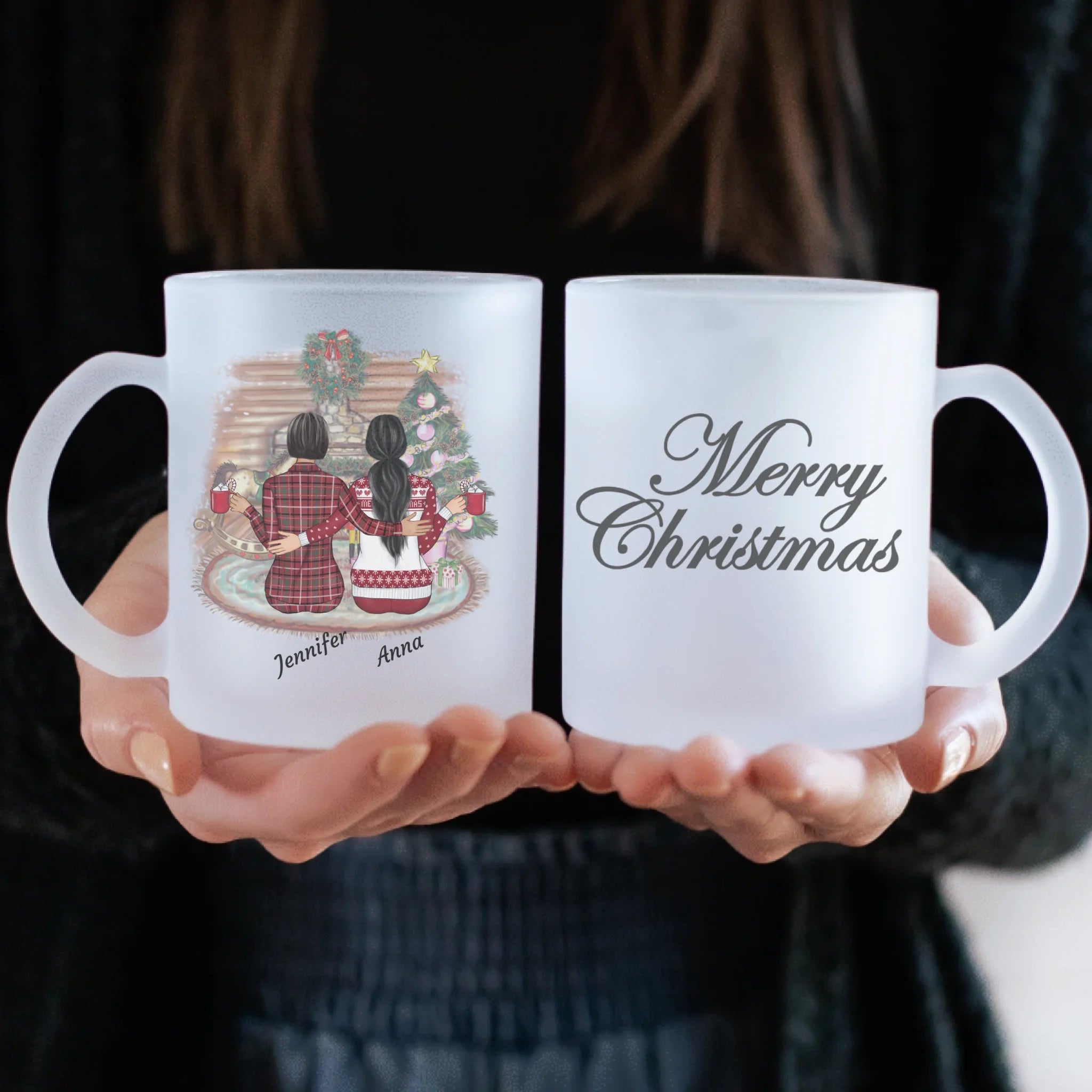 FEMMES ASSISES (ÉDITION DE NOËL) - mug personnalisé en verre dépoli