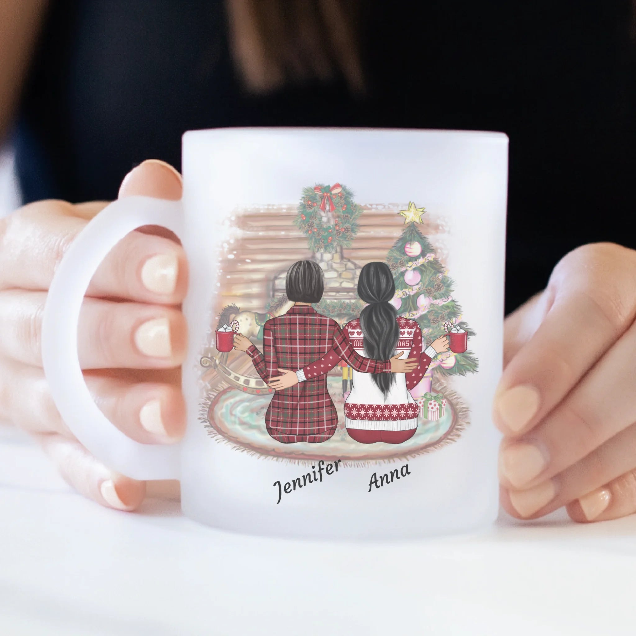 FEMMES ASSISES (ÉDITION DE NOËL) - mug personnalisé en verre dépoli