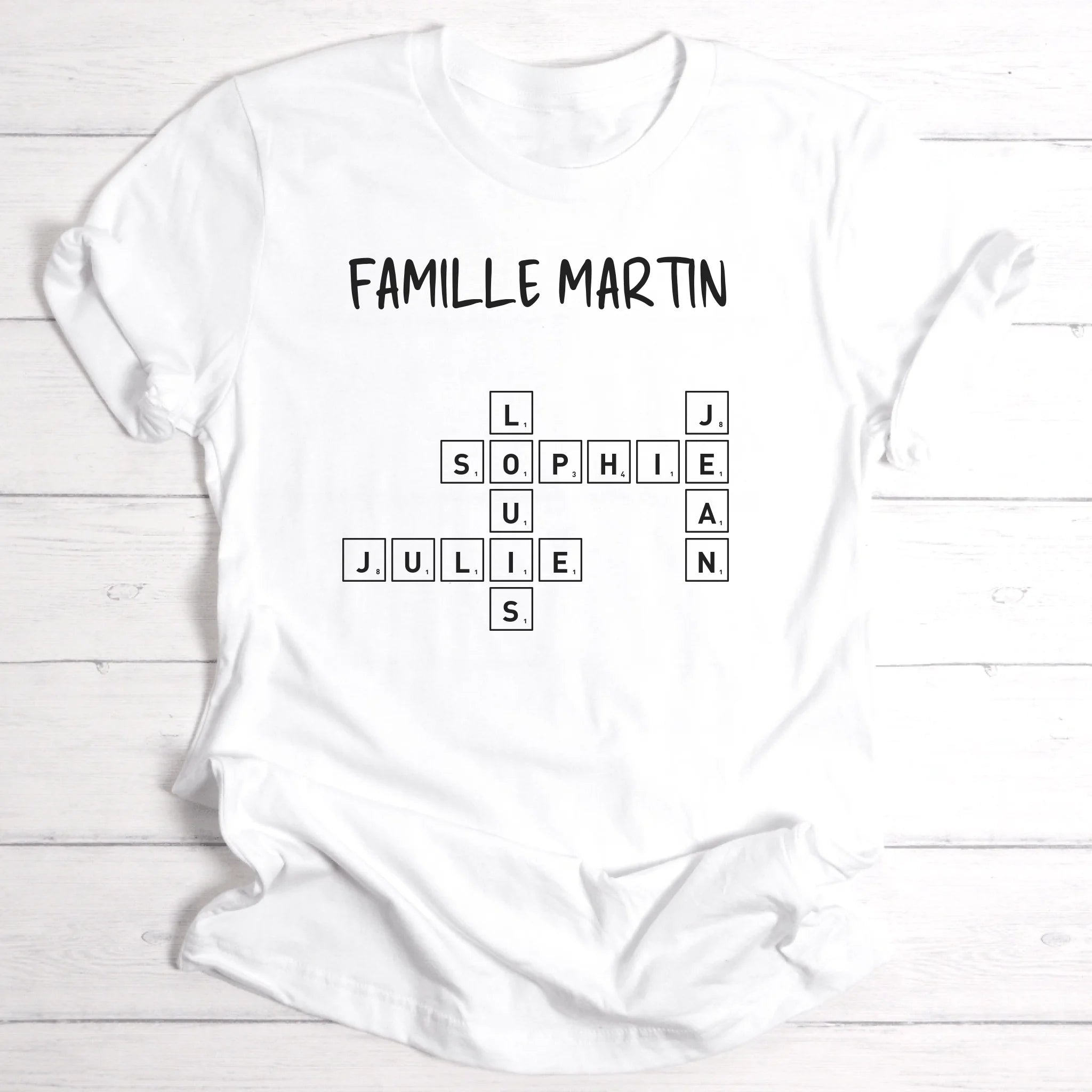 Scrabble en famille - T-shirt personnalisable