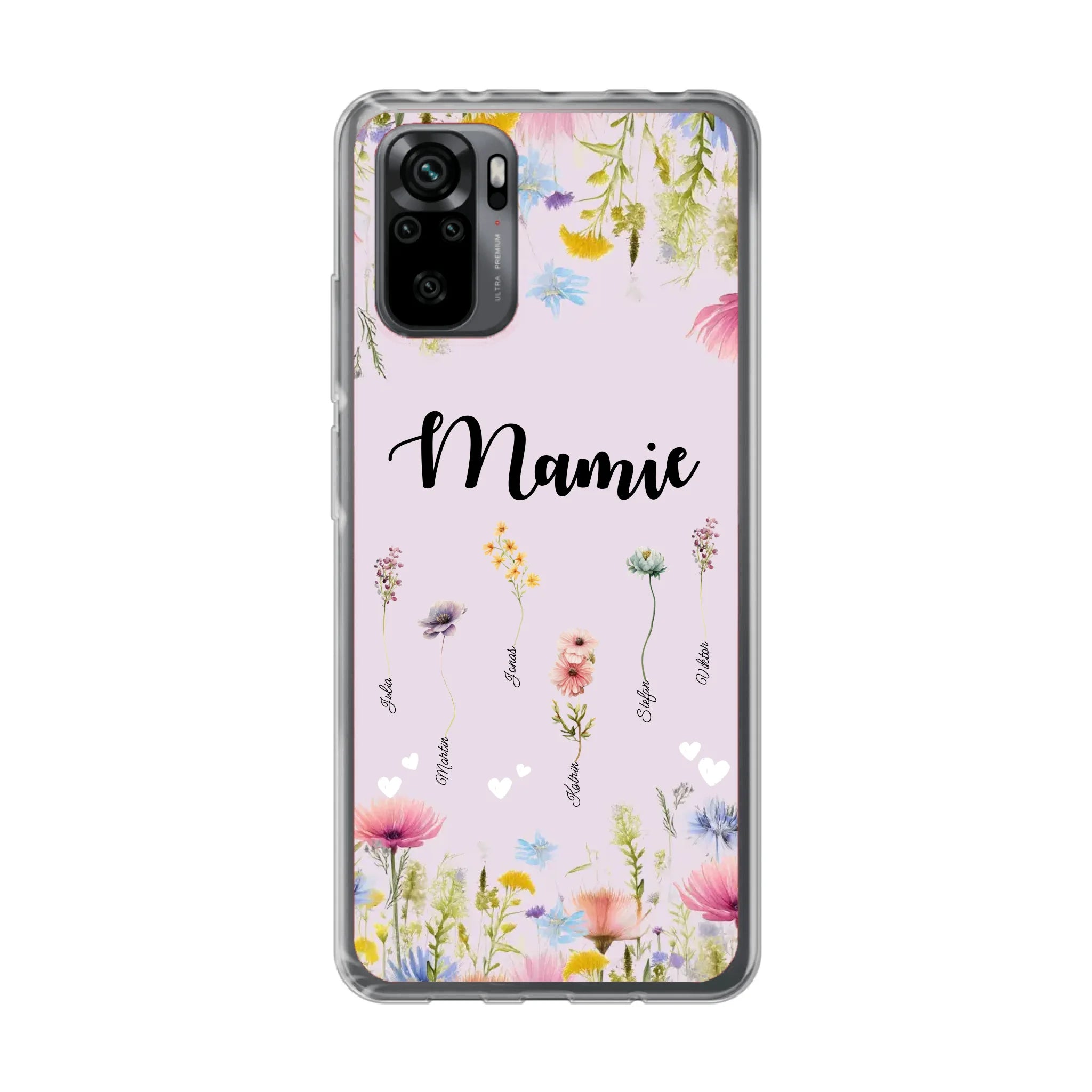Mamie / Maman Fleur personnalisée Nom de l'enfant - Coque de téléphone personnalisable
