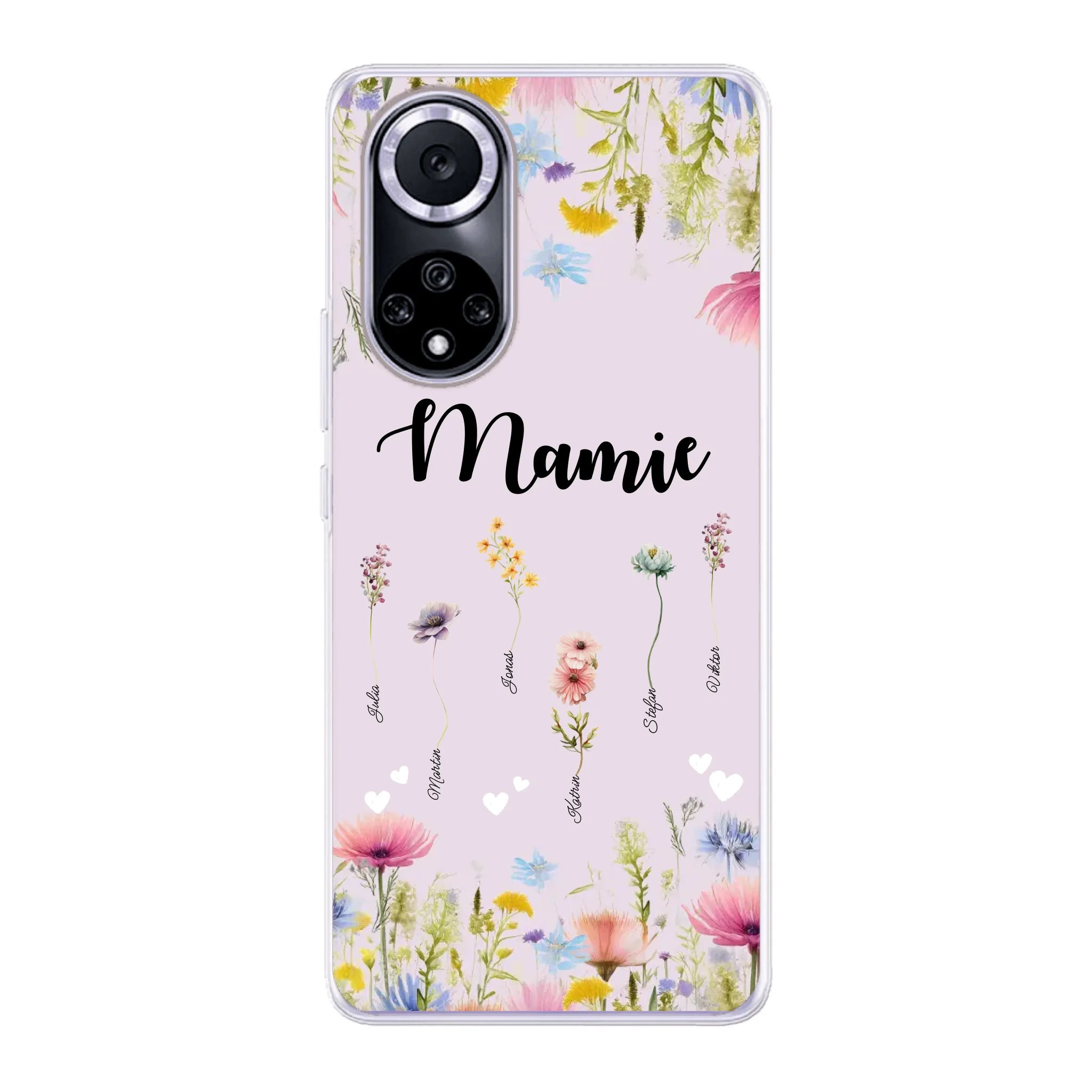 Mamie / Maman Fleur personnalisée Nom de l'enfant - Coque de téléphone personnalisable