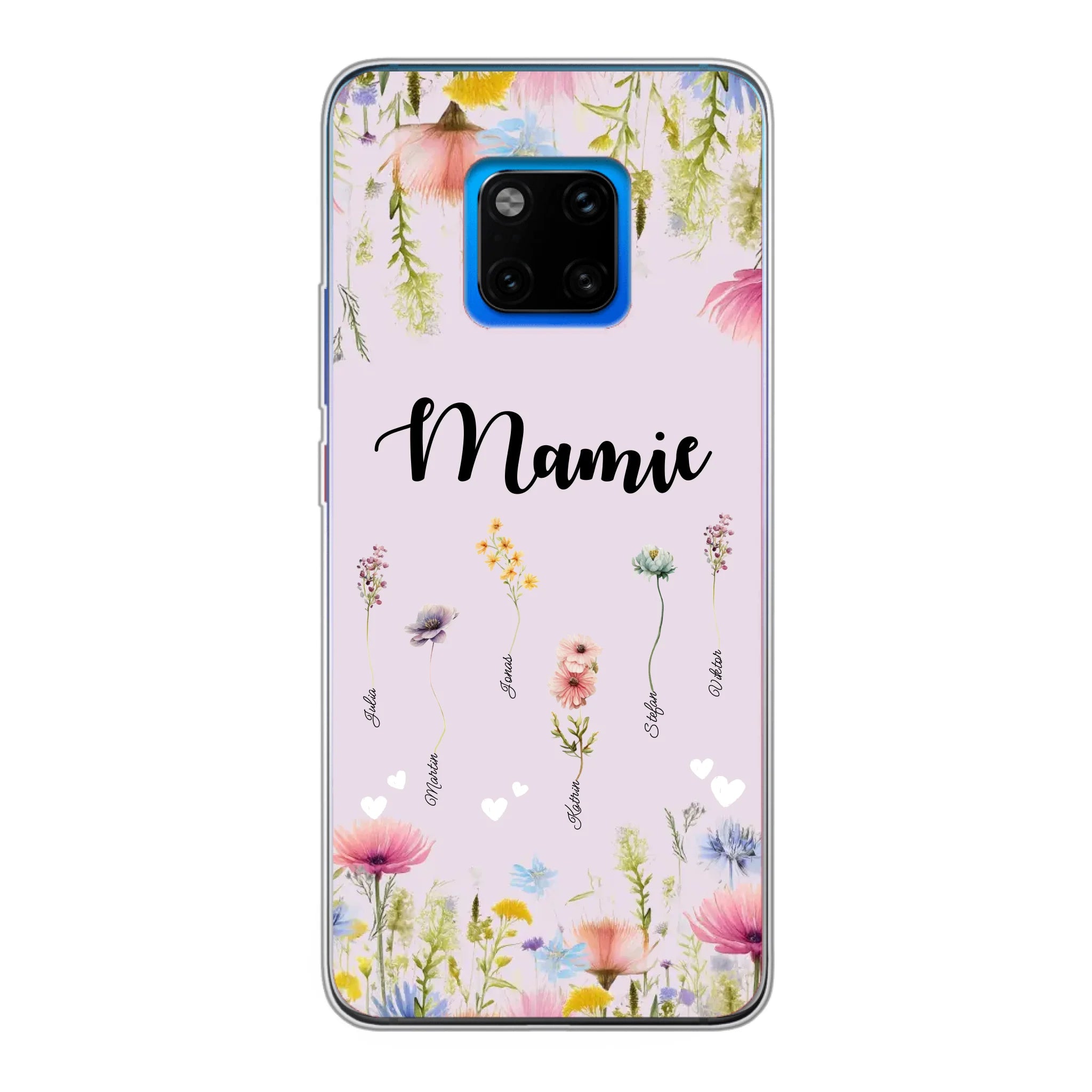 Mamie / Maman Fleur personnalisée Nom de l'enfant - Coque de téléphone personnalisable