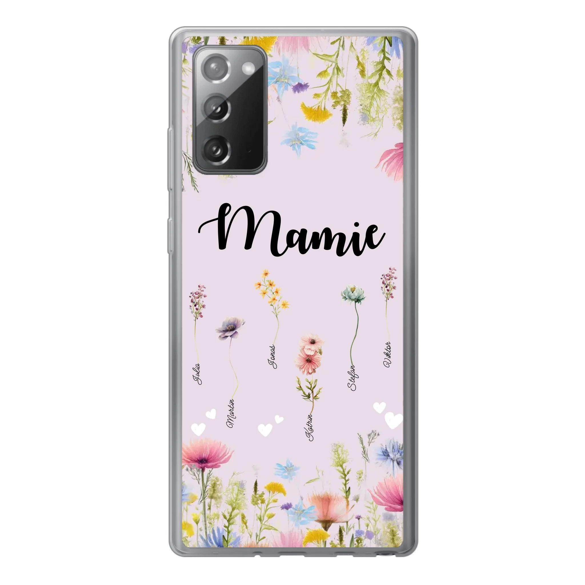Mamie / Maman Fleur personnalisée Nom de l'enfant - Coque de téléphone personnalisable