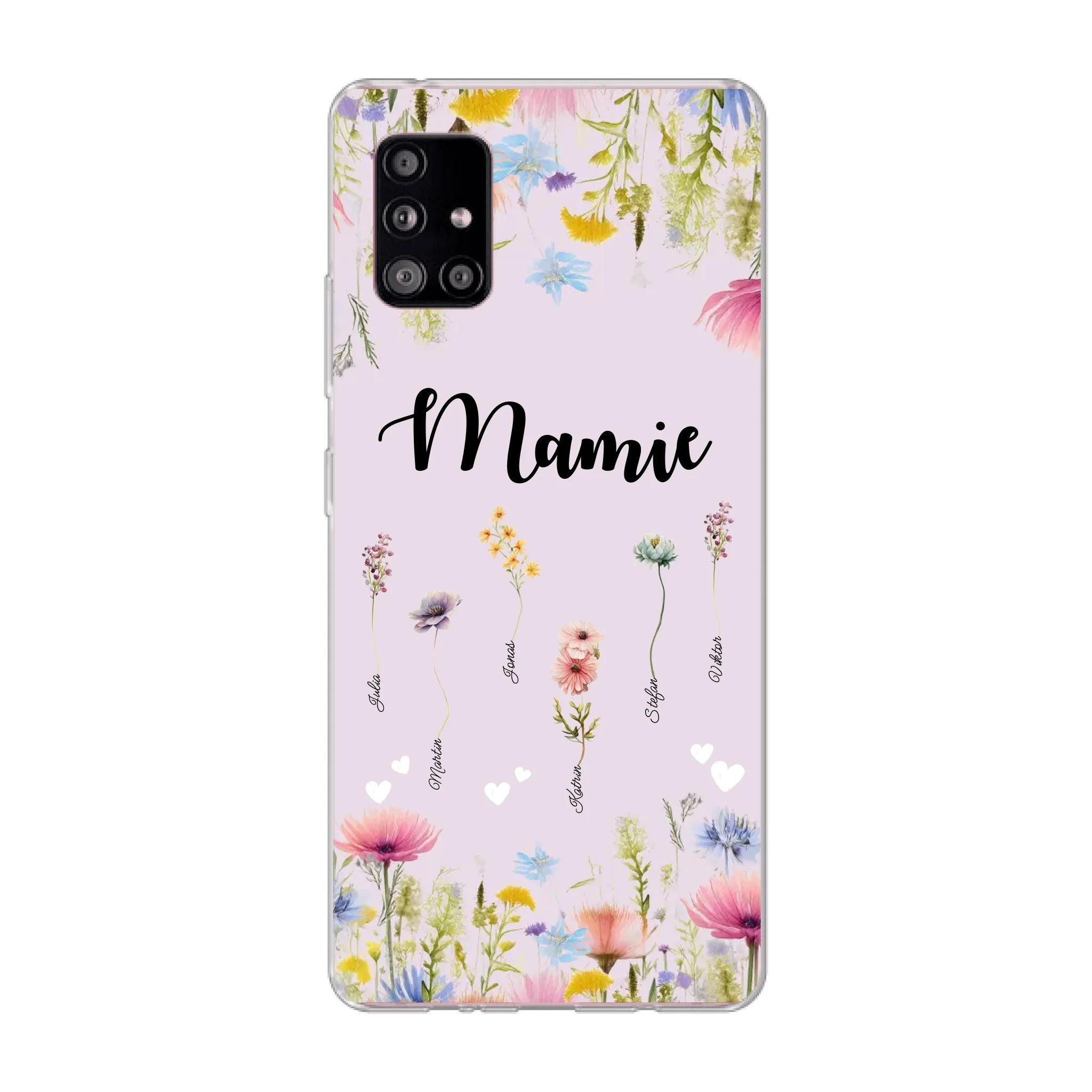 Mamie / Maman Fleur personnalisée Nom de l'enfant - Coque de téléphone personnalisable