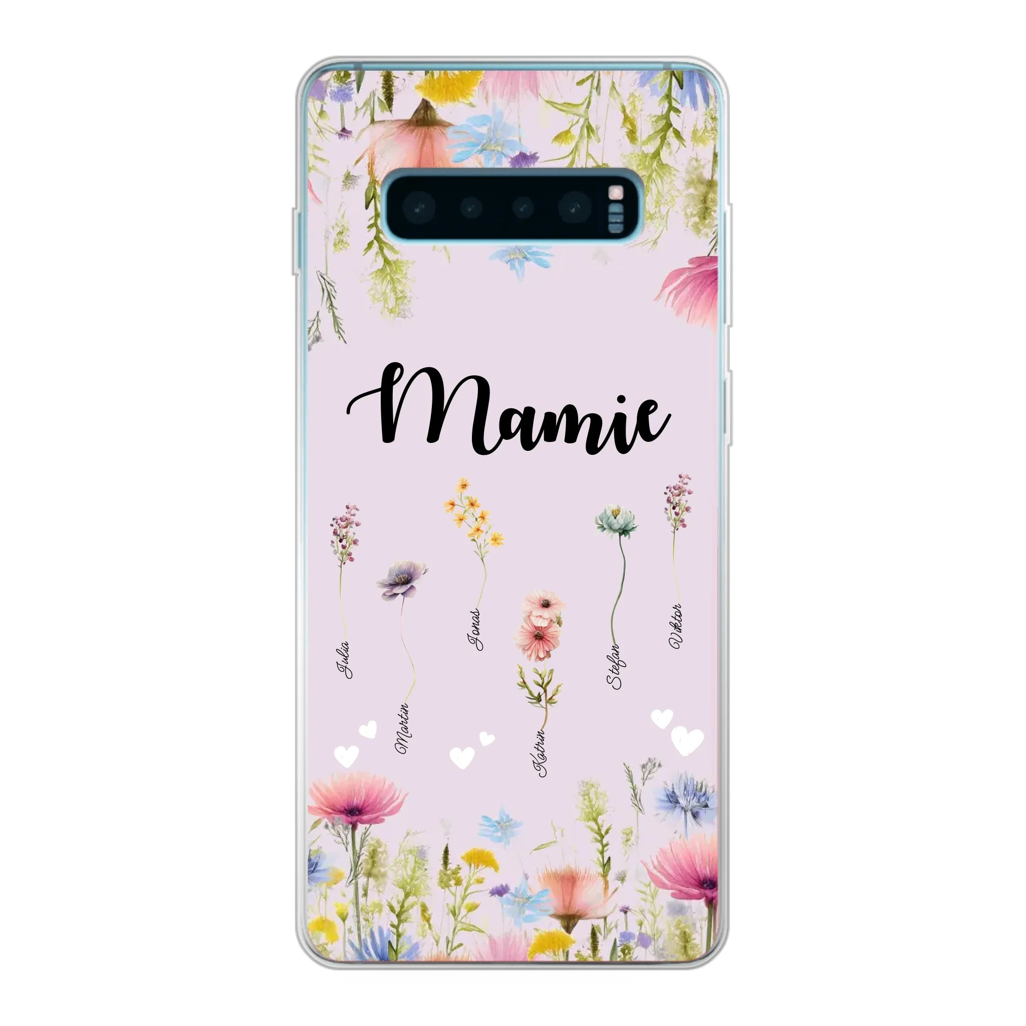 Mamie / Maman Fleur personnalisée Nom de l'enfant - Coque de téléphone personnalisable