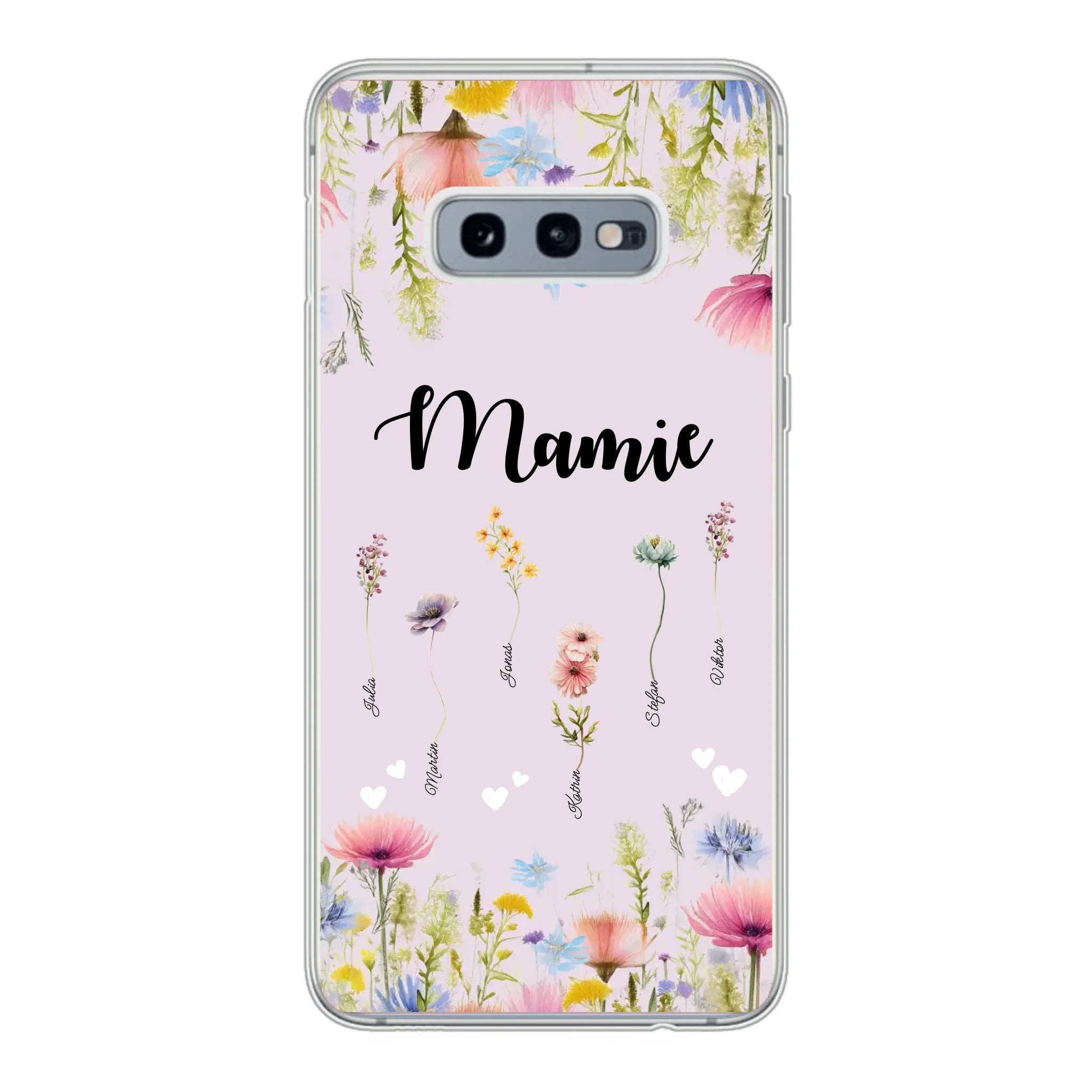 Mamie / Maman Fleur personnalisée Nom de l'enfant - Coque de téléphone personnalisable