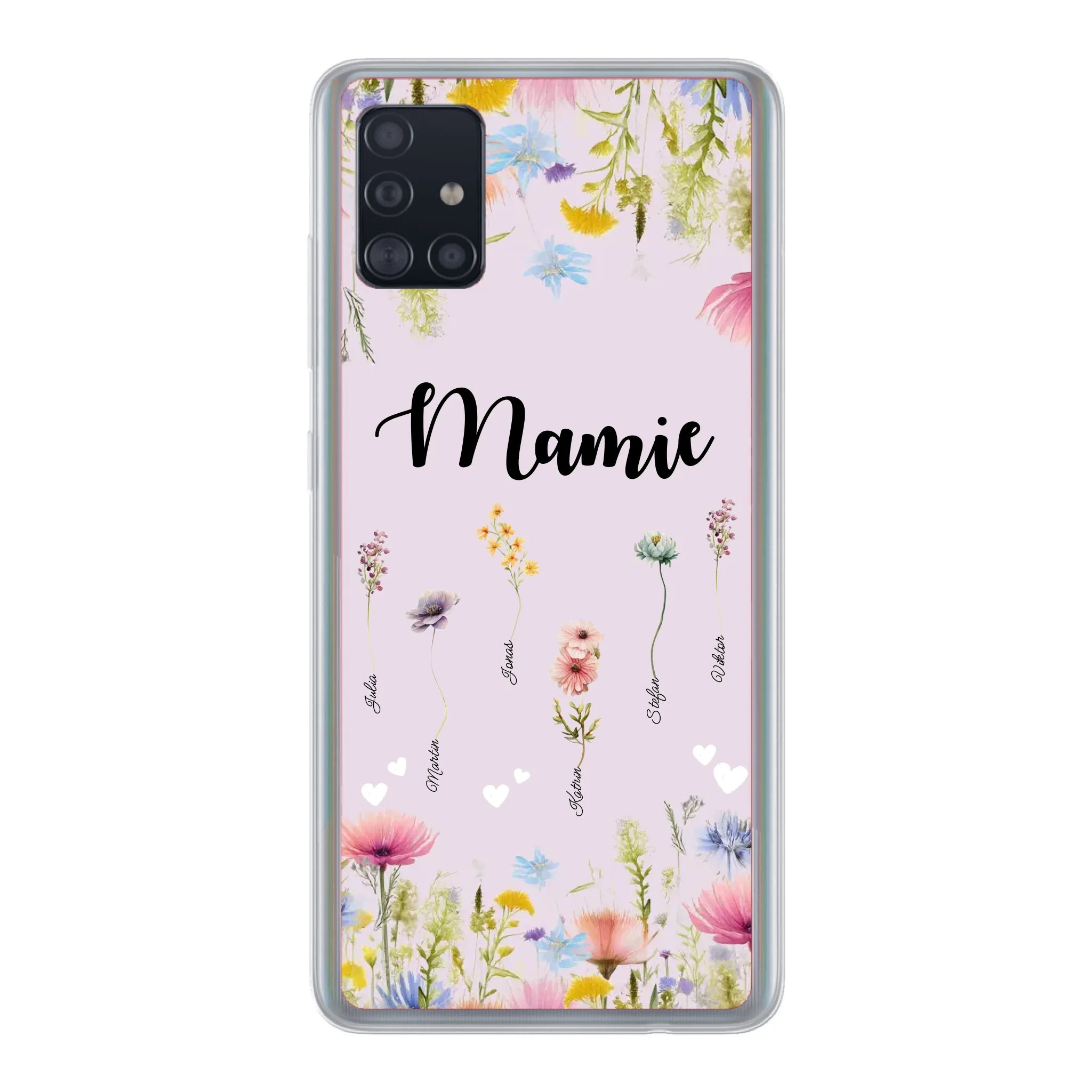 Mamie / Maman Fleur personnalisée Nom de l'enfant - Coque de téléphone personnalisable
