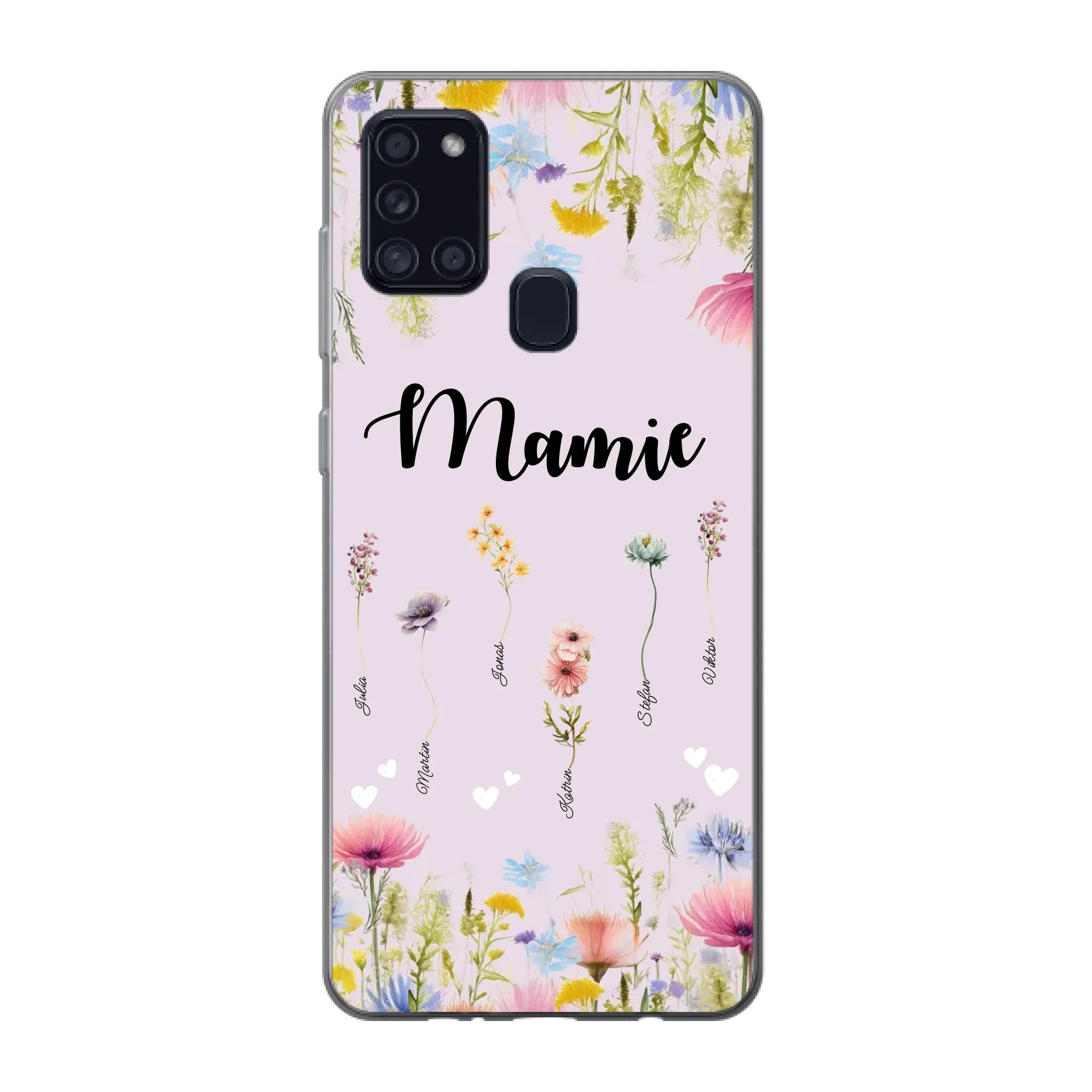 Mamie / Maman Fleur personnalisée Nom de l'enfant - Coque de téléphone personnalisable
