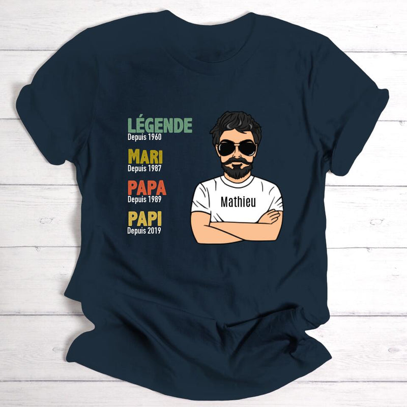 Légende Papi / Papa - T-shirt personnalisable