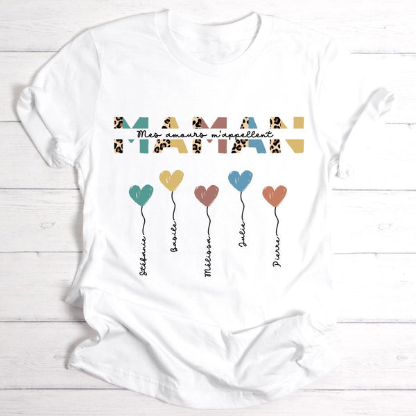 Maman / Mamie ballons en forme de cœur - T-shirt personnalisable