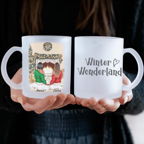 MEILLEURES AMIES CHALEUREUSES (ÉDITION DE NOËL) - mug personnalisé en verre dépoli