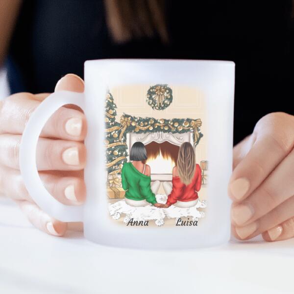 MEILLEURES AMIES CHALEUREUSES (ÉDITION DE NOËL) - mug personnalisé en verre dépoli