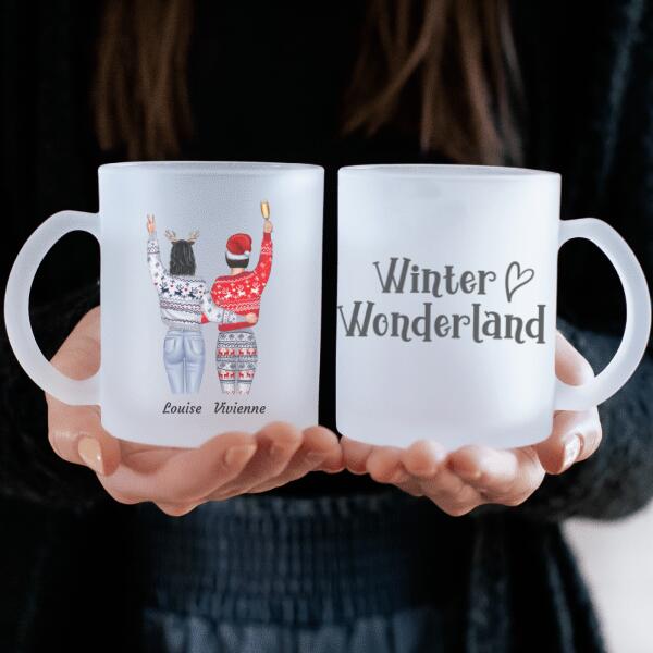 MEILLEURES AMIES DEBOUT (ÉDITION DE NOËL) - mug personnalisé en verre dépoli