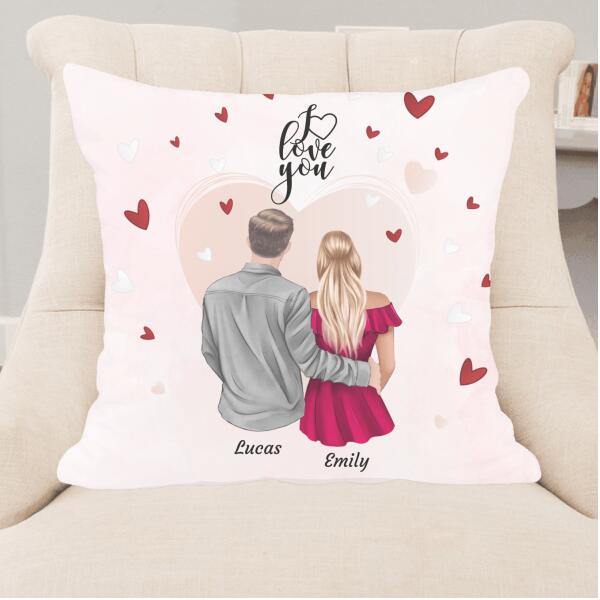 Couple Amoureux (40x40cm) - Coussin personnalisé