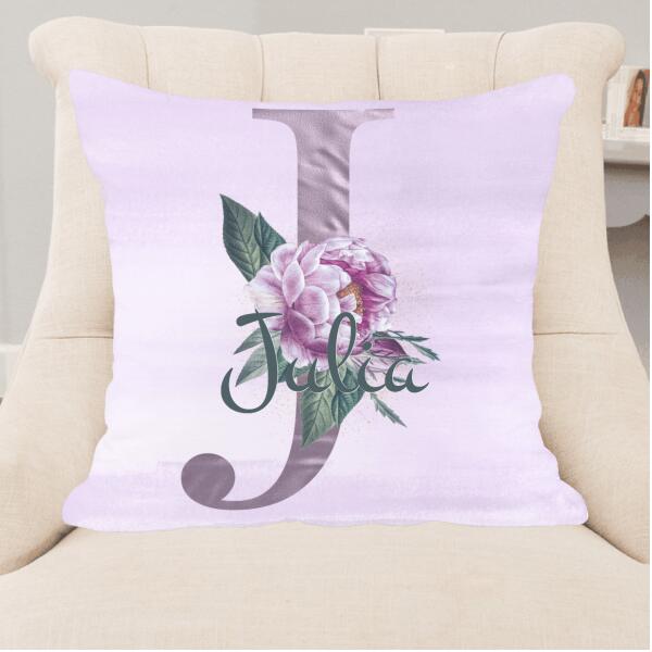 Lettre violette (40x40cm) - Coussin personnalisé