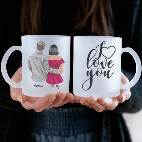 COUPLE AMOUREUX - mug personnalisé en verre dépoli