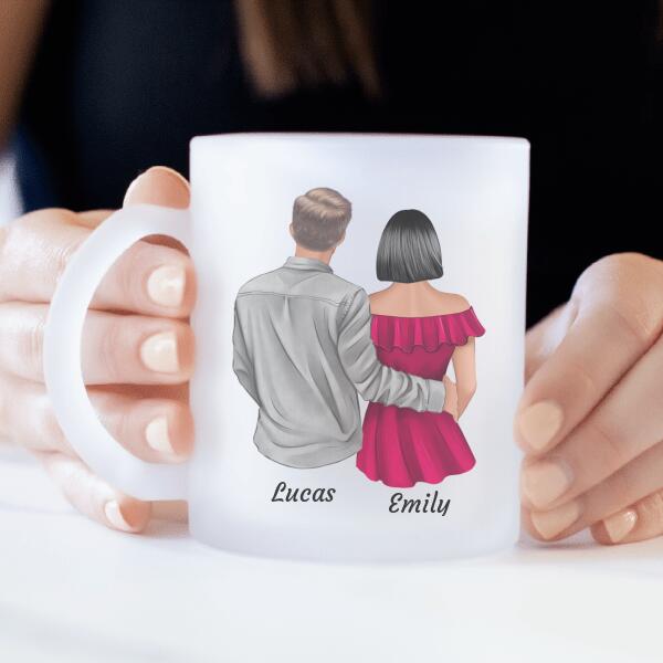 COUPLE AMOUREUX - mug personnalisé en verre dépoli