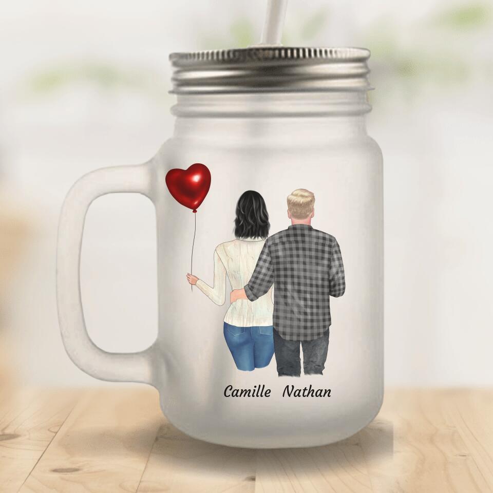 Design du couple - Bocal Mason personnalisable