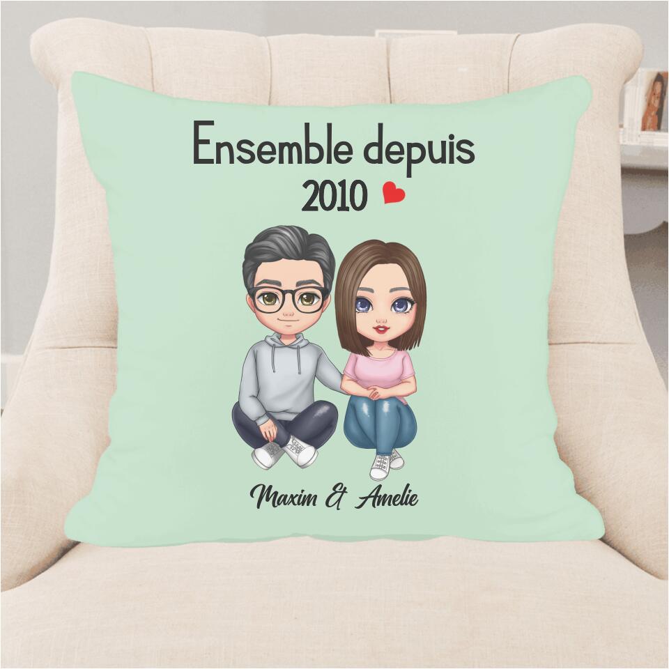 Couple de style comique (40x40cm) - Coussin personnalisé