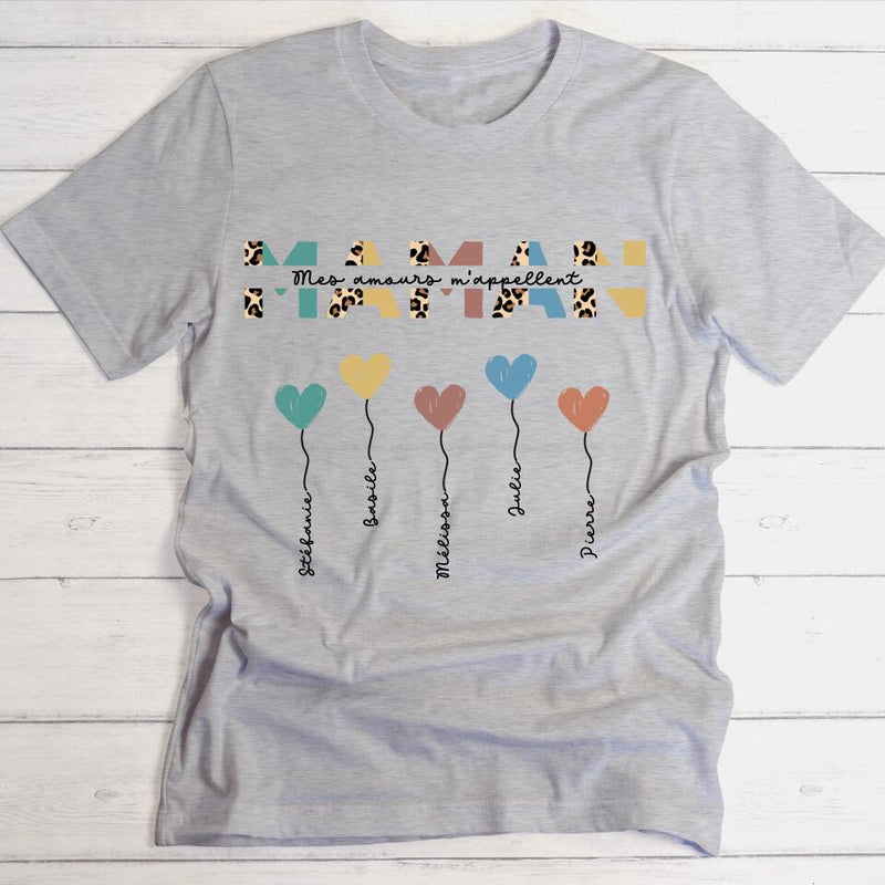 Maman / Mamie ballons en forme de cœur - T-shirt personnalisable