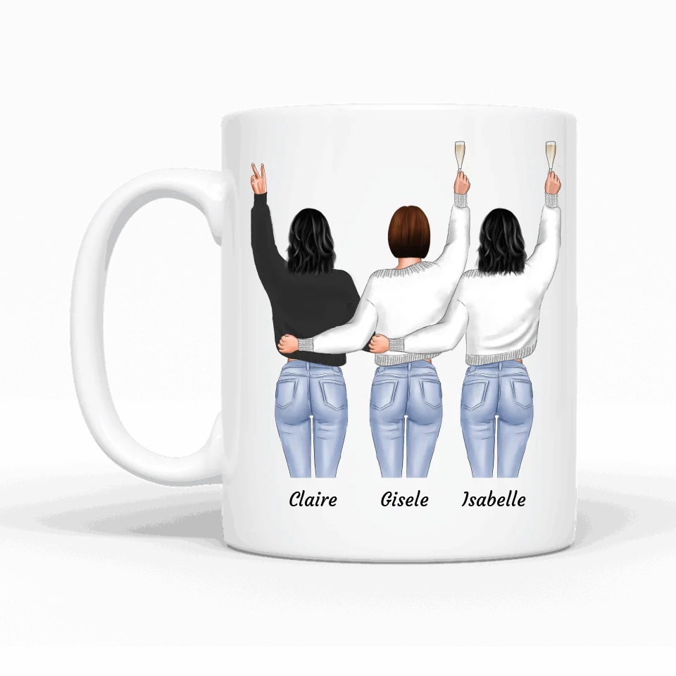 3 Meilleures amies debout - Mug personnalisé