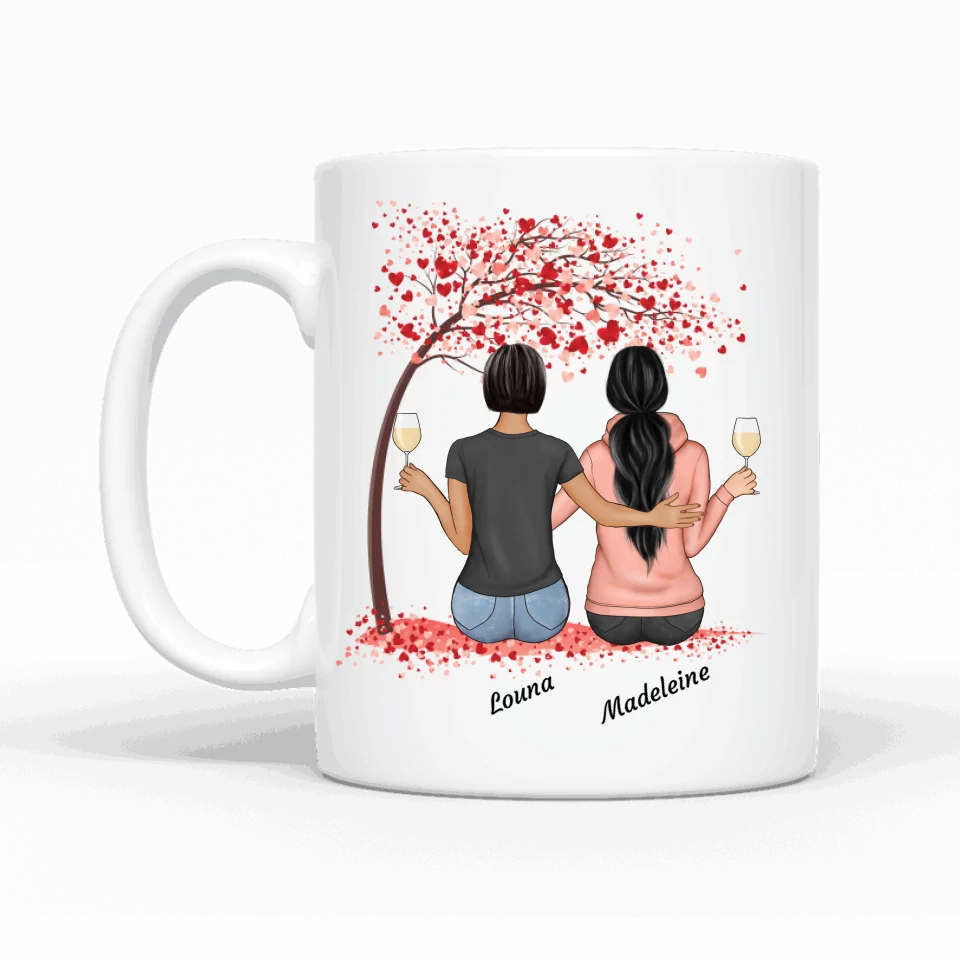 Meilleures amies assises sous un arbre - Mug personnalisé