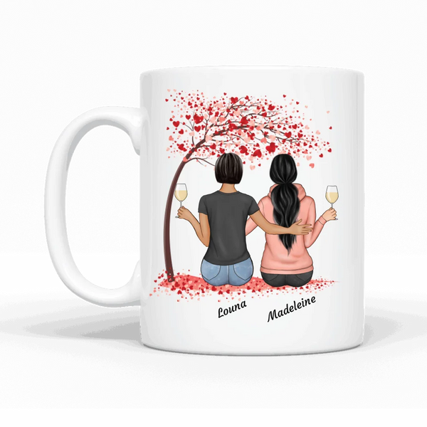 Meilleures amies assises sous un arbre - Mug personnalisé