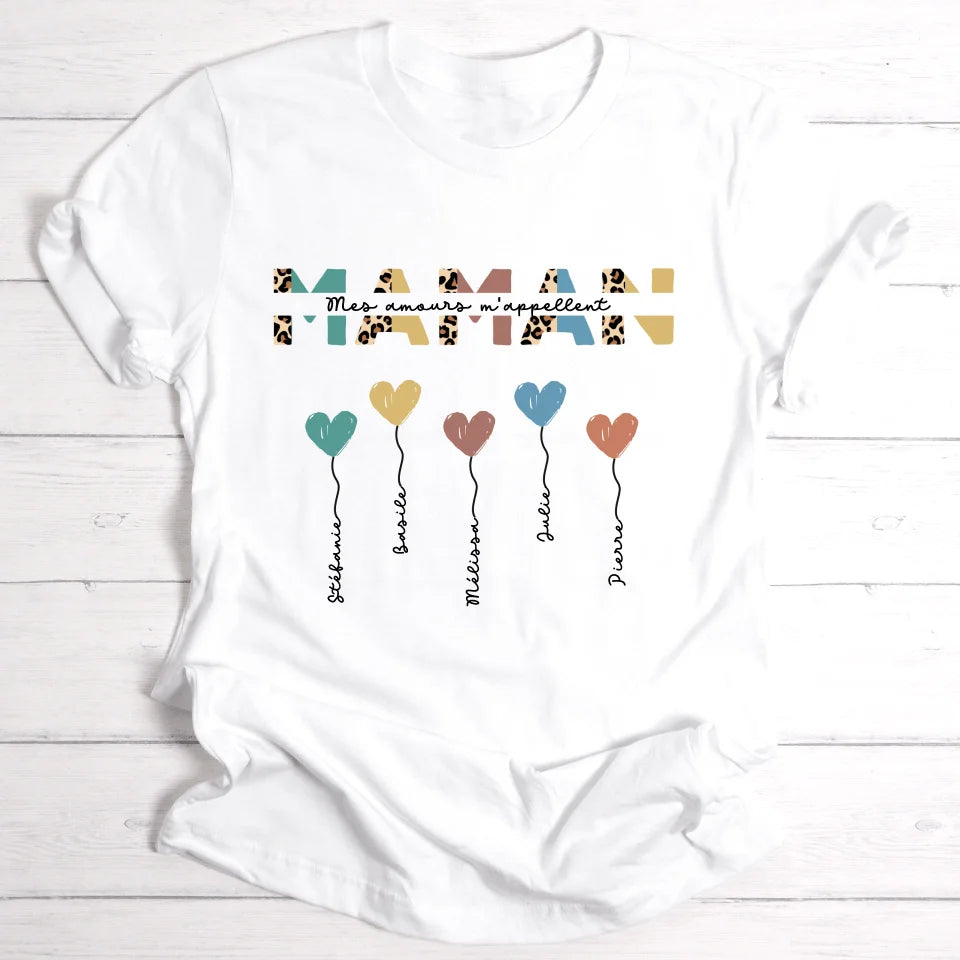 Maman / Mamie ballons en forme de cœur - T-shirt personnalisable