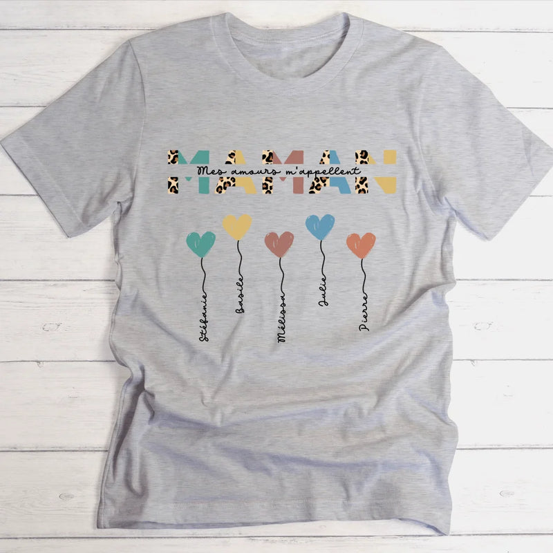 Maman / Mamie ballons en forme de cœur - T-shirt personnalisable