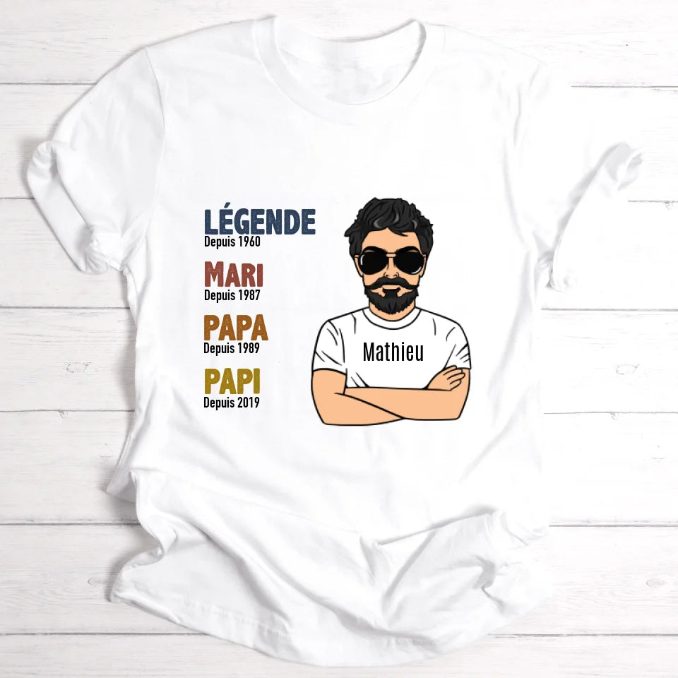 Légende Papi / Papa - T-shirt personnalisable