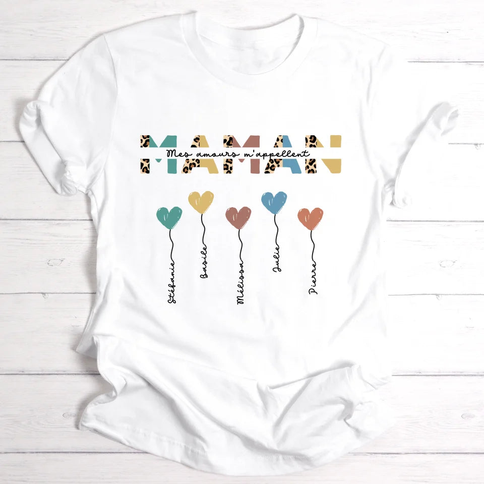 Maman / Mamie ballons en forme de cœur - T-shirt personnalisable