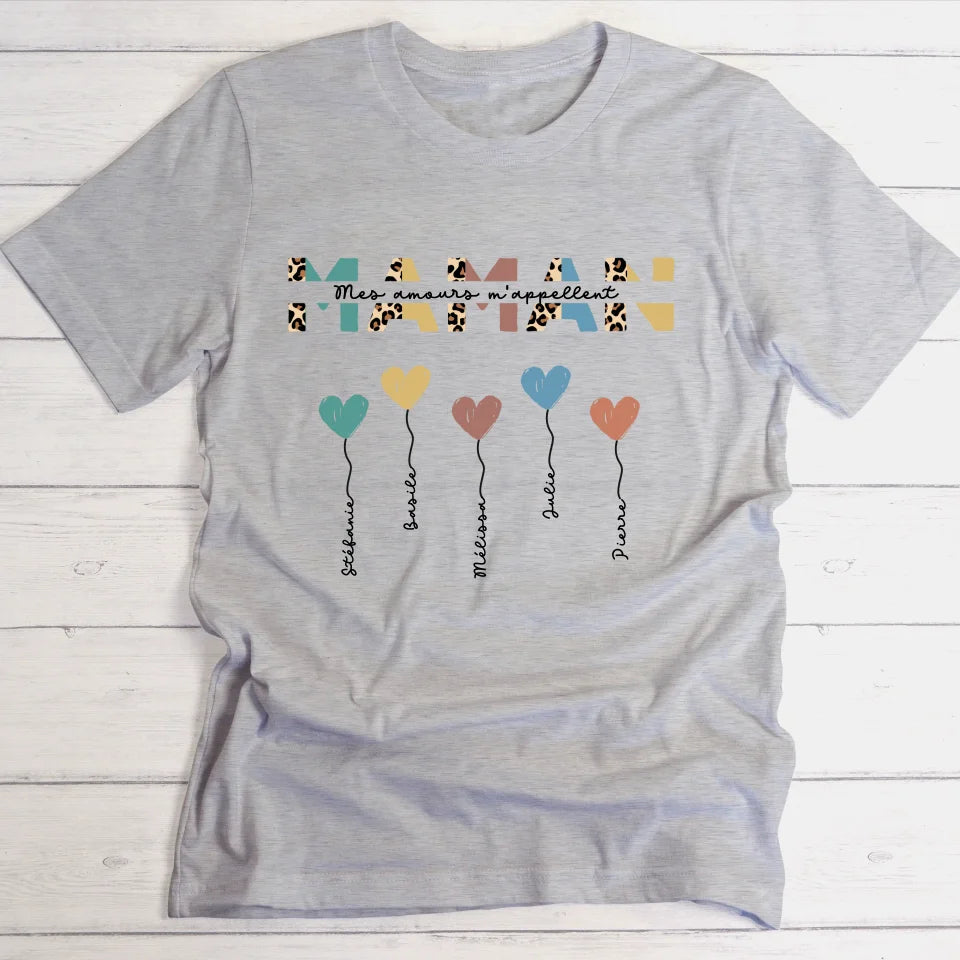 Maman / Mamie ballons en forme de cœur - T-shirt personnalisable