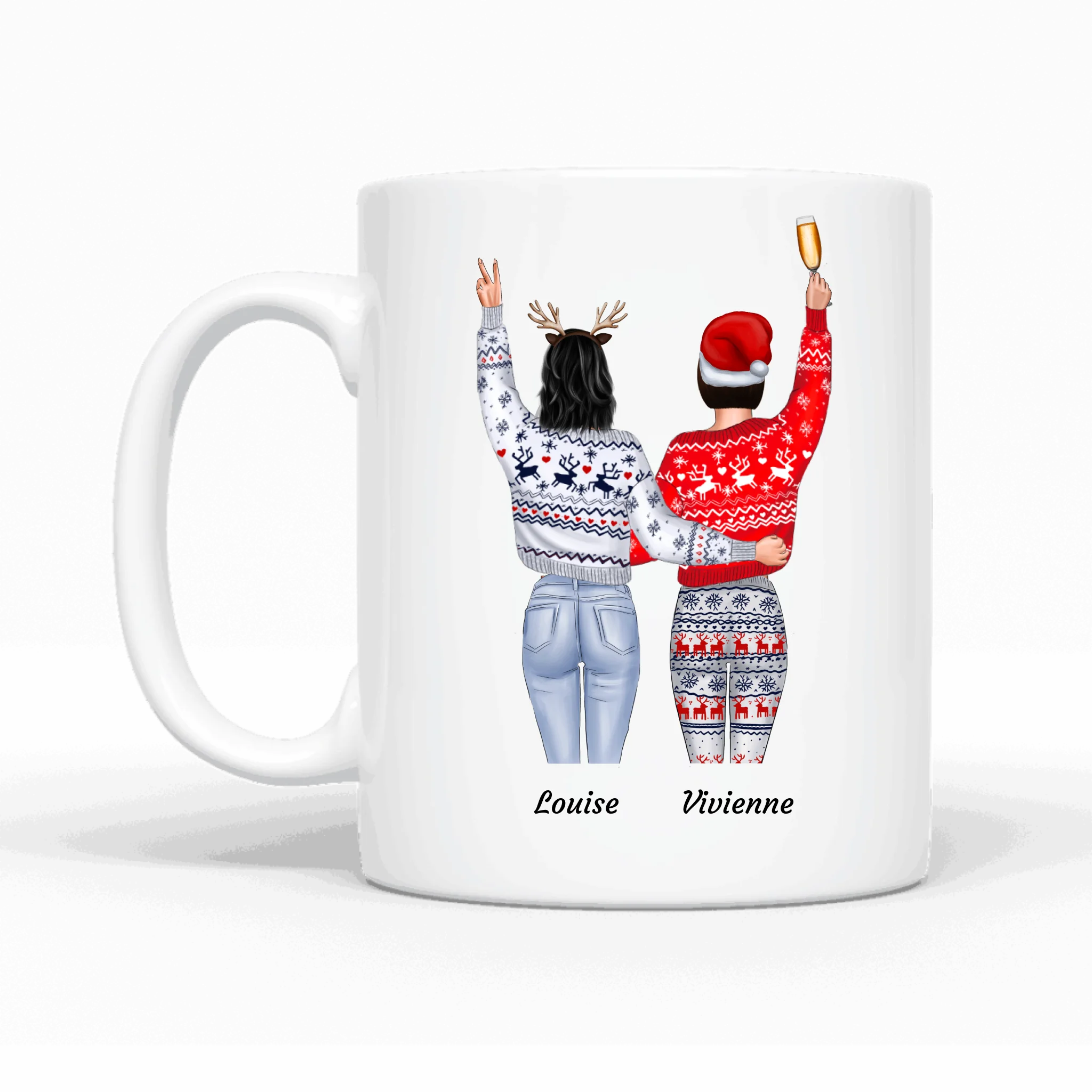 Meilleures amies debout (Édition de Noël) - Mug personnalisé