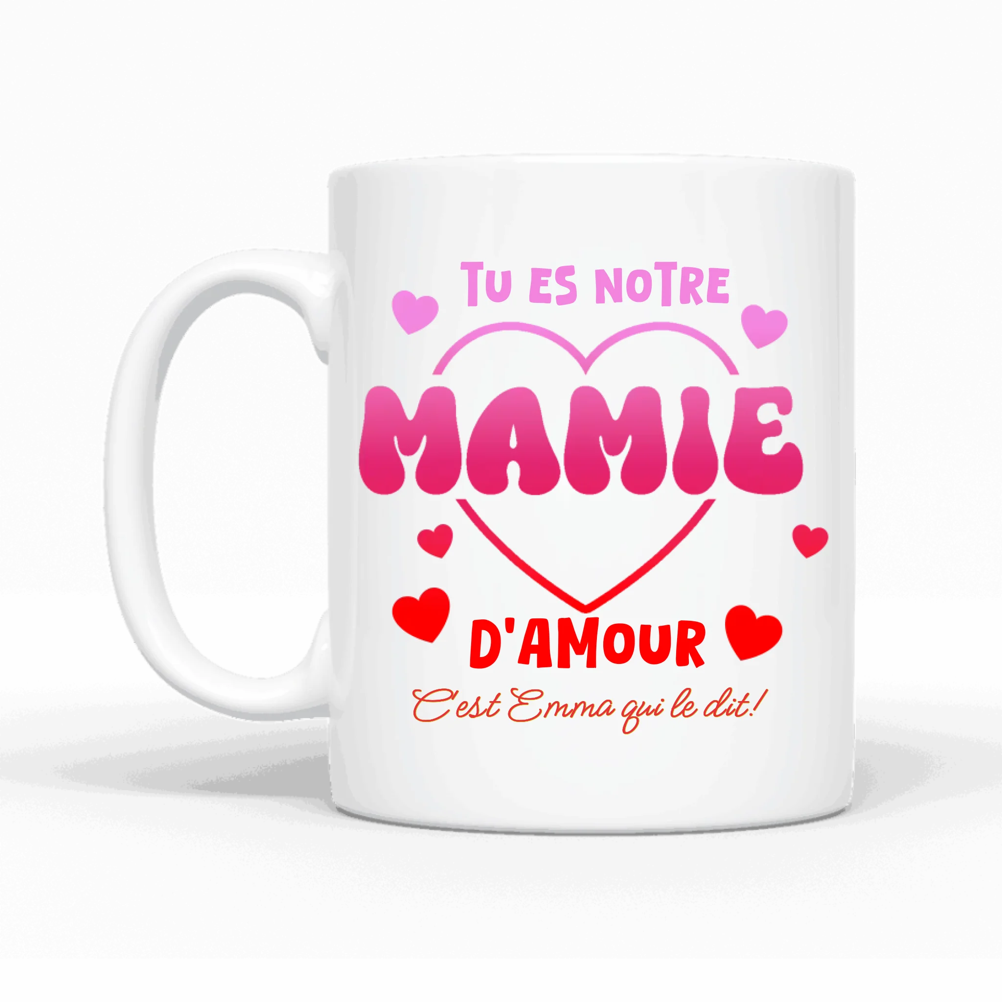 Maman / Mamie dans un cœur - Mug personnalisé