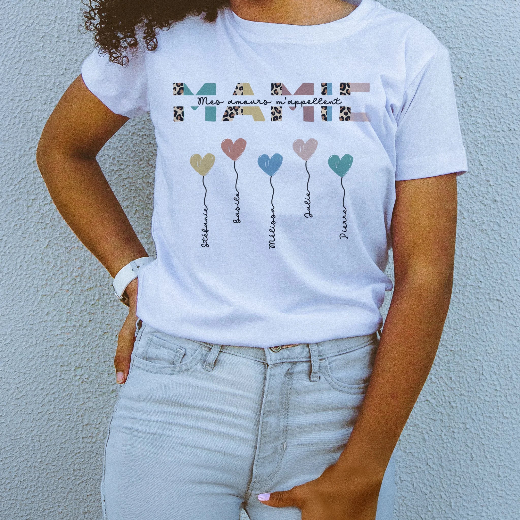 Maman / Mamie ballons en forme de cœur - T-shirt personnalisable