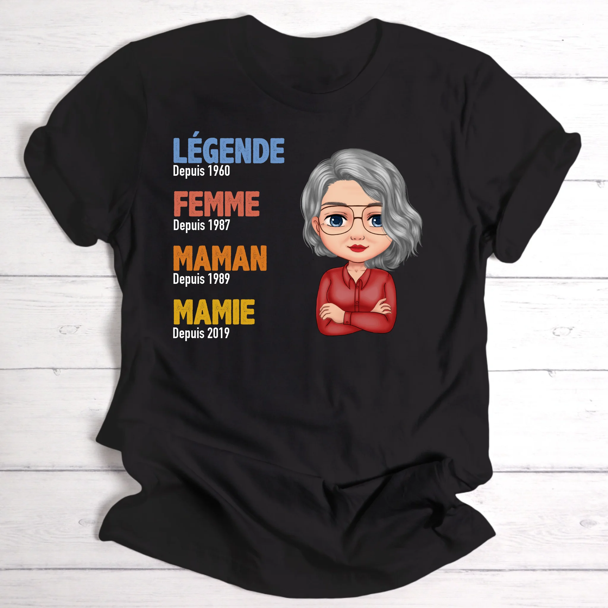 Légende Mamie / Maman - T-shirt personnalisé