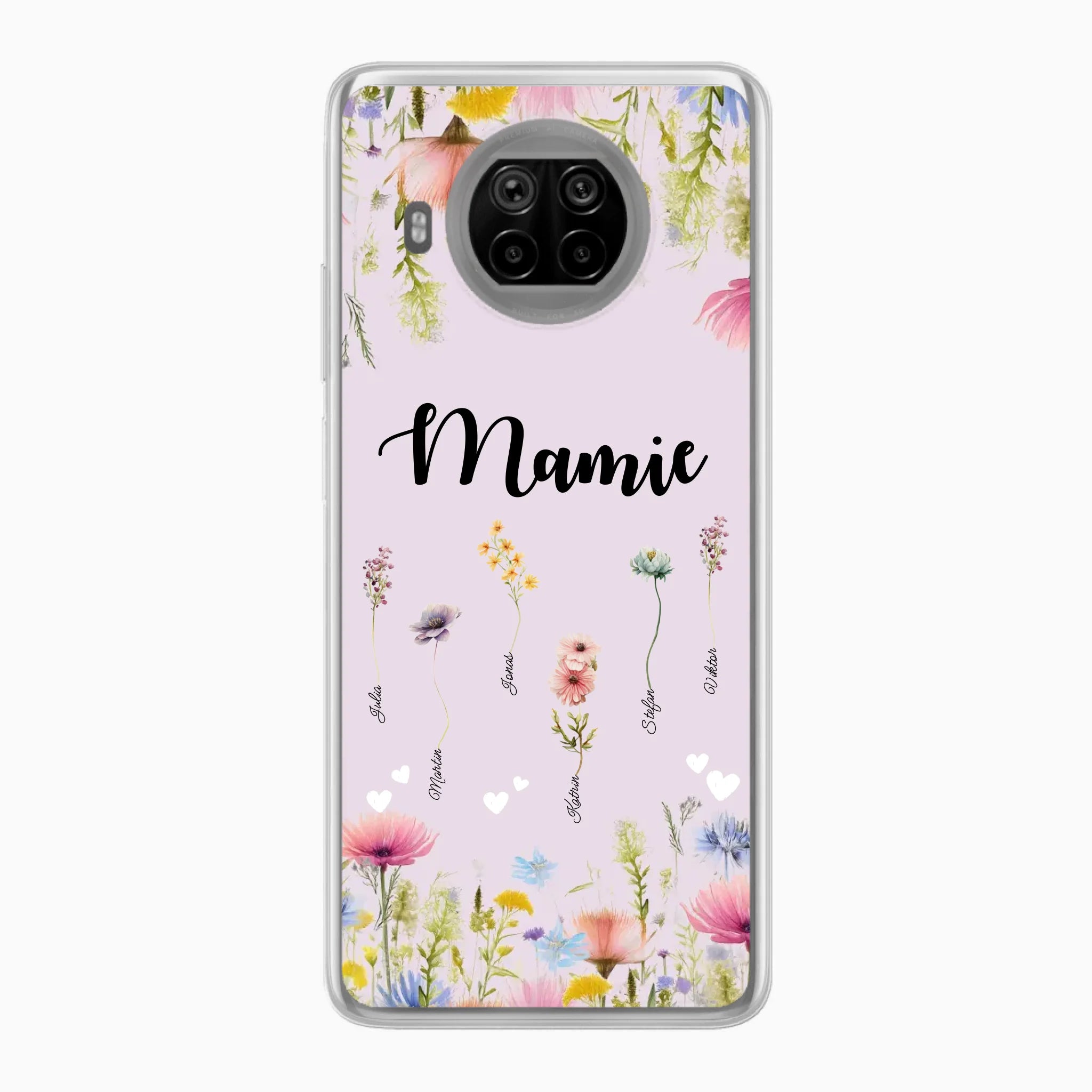 Mamie / Maman Fleur personnalisée Nom de l'enfant - Coque de téléphone personnalisable