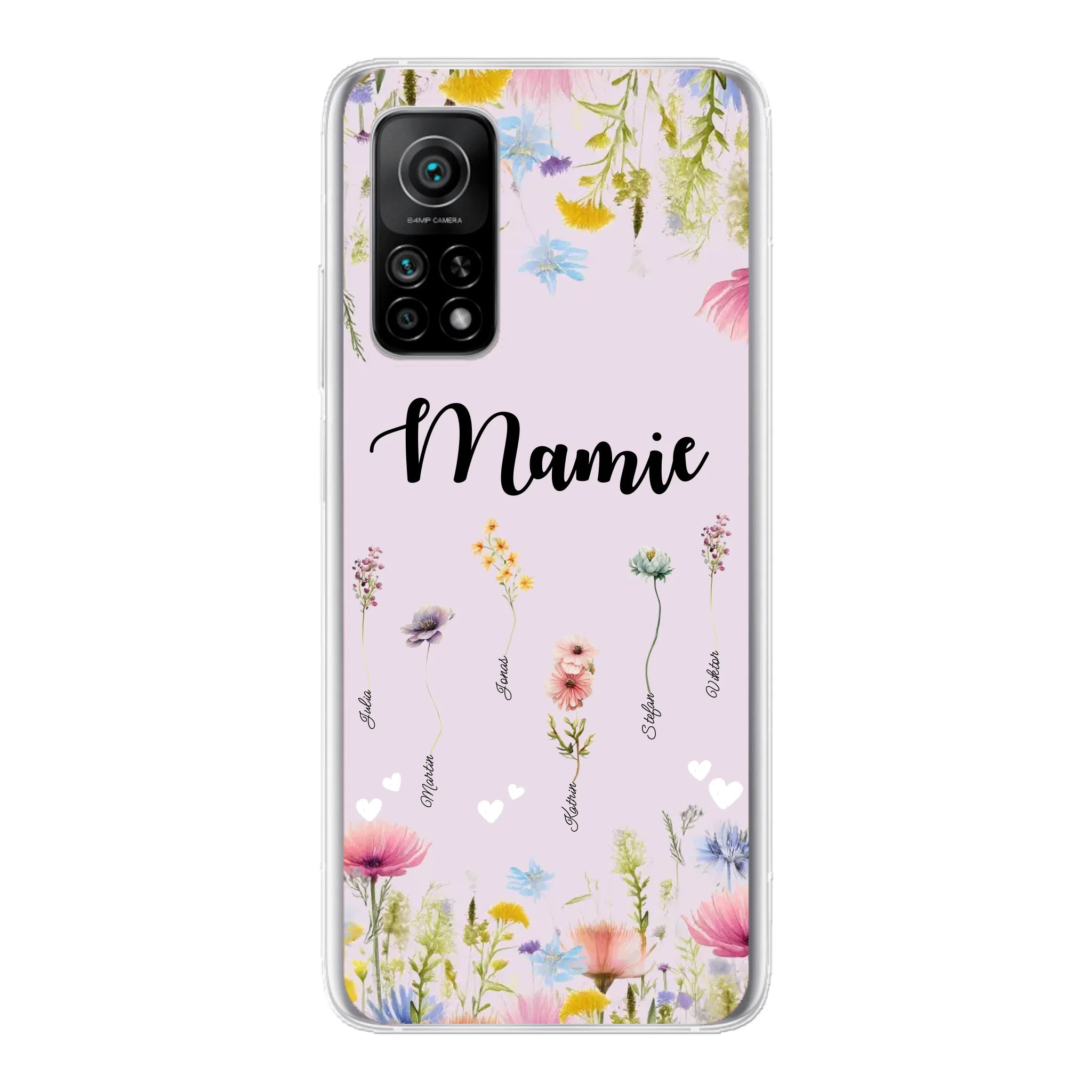 Mamie / Maman Fleur personnalisée Nom de l'enfant - Coque de téléphone personnalisable