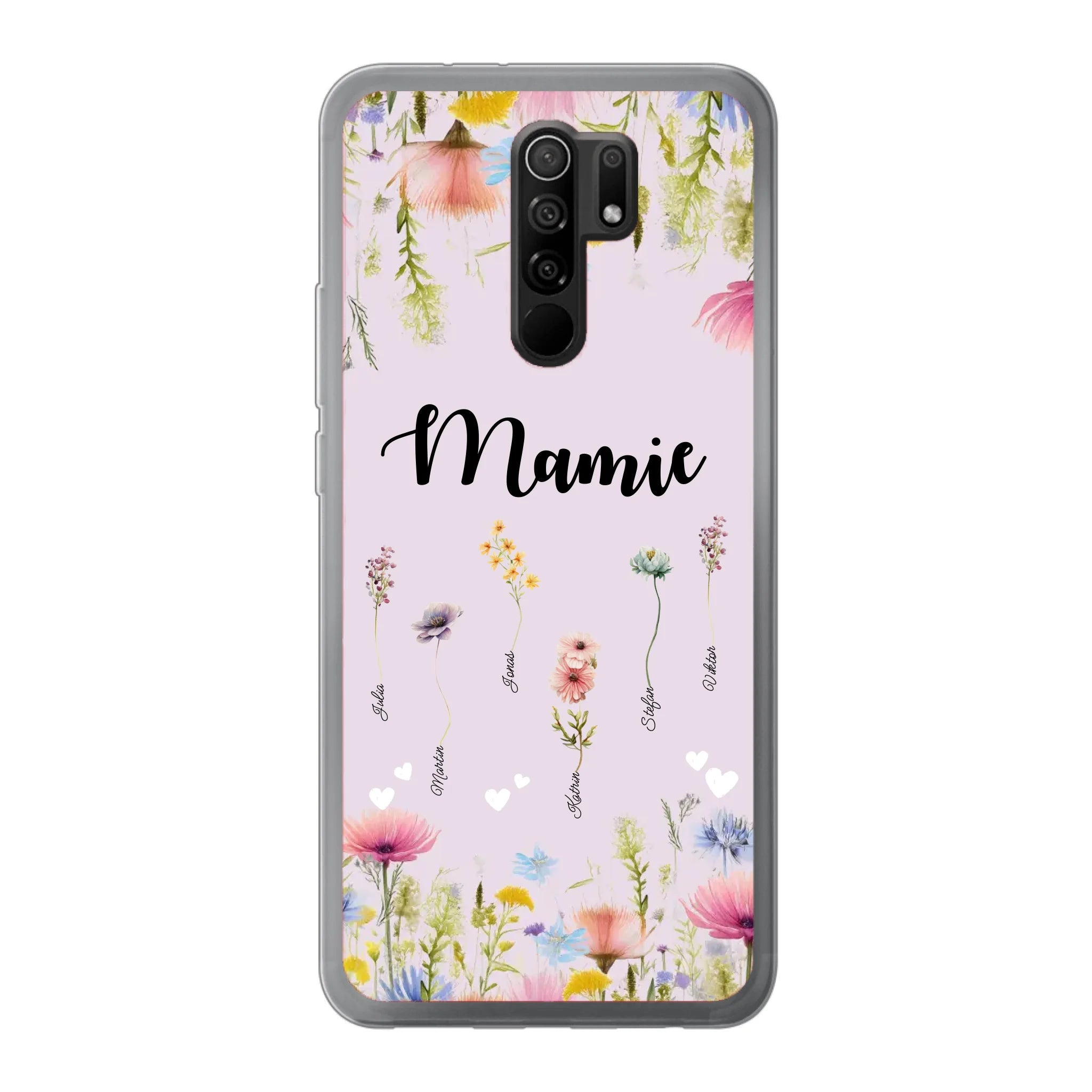 Mamie / Maman Fleur personnalisée Nom de l'enfant - Coque de téléphone personnalisable