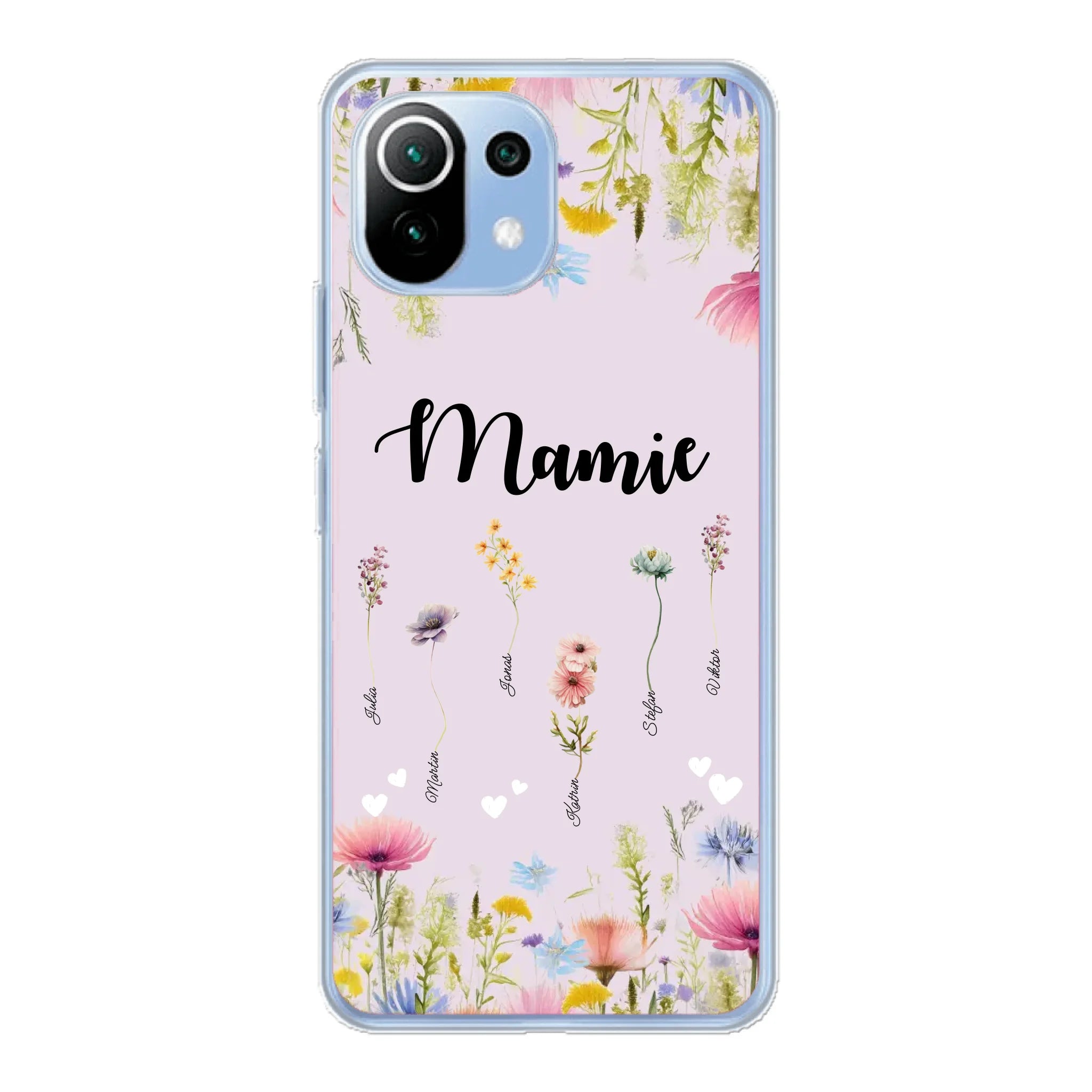 Mamie / Maman Fleur personnalisée Nom de l'enfant - Coque de téléphone personnalisable