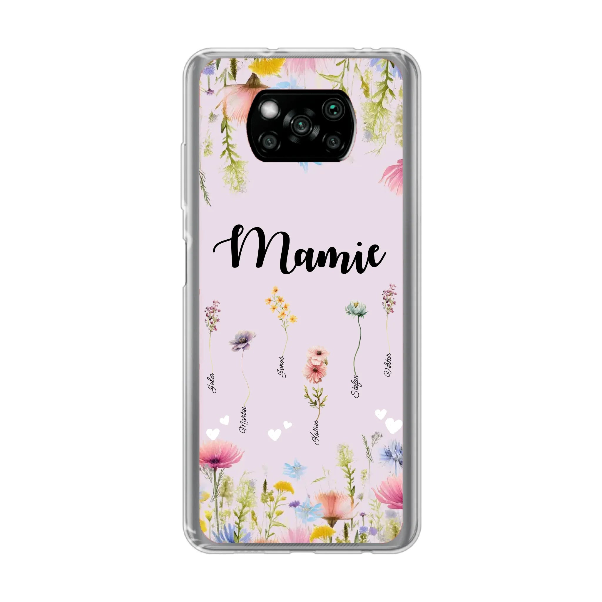 Mamie / Maman Fleur personnalisée Nom de l'enfant - Coque de téléphone personnalisable