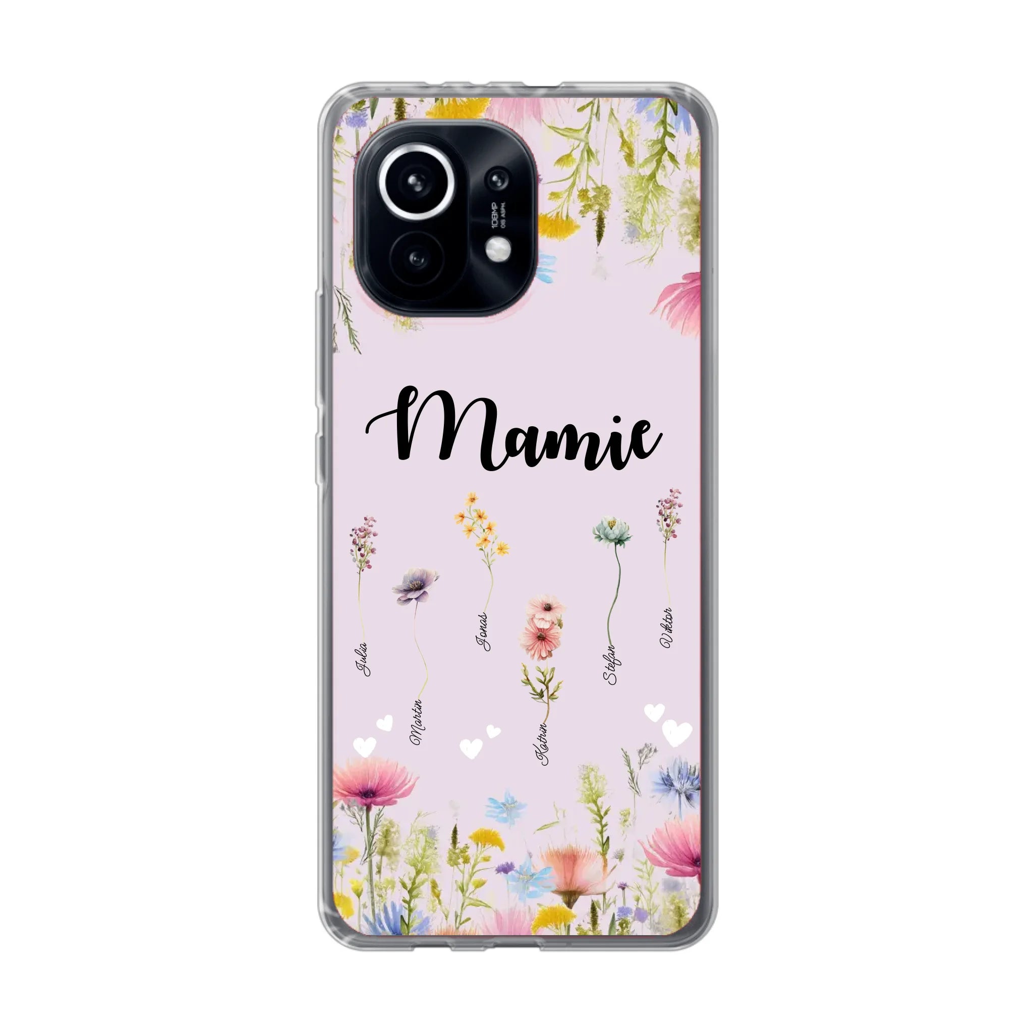 Mamie / Maman Fleur personnalisée Nom de l'enfant - Coque de téléphone personnalisable