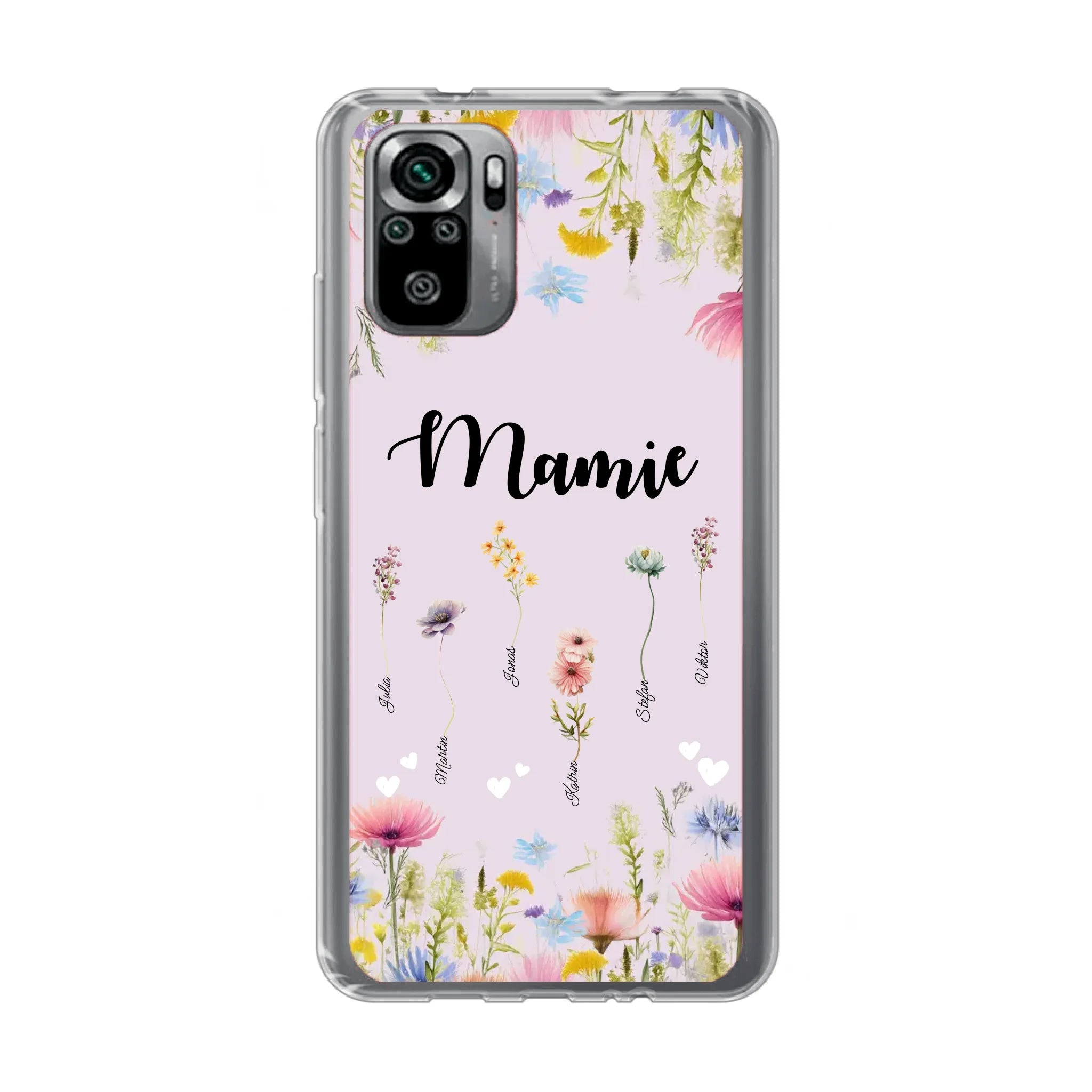 Mamie / Maman Fleur personnalisée Nom de l'enfant - Coque de téléphone personnalisable