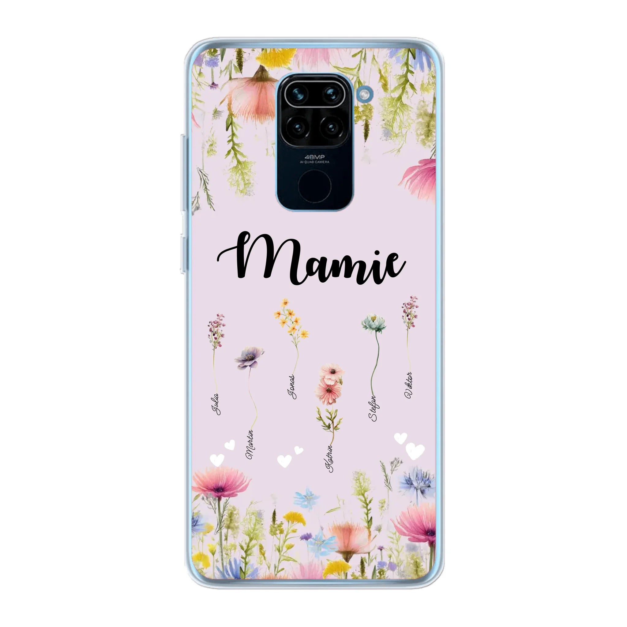 Mamie / Maman Fleur personnalisée Nom de l'enfant - Coque de téléphone personnalisable