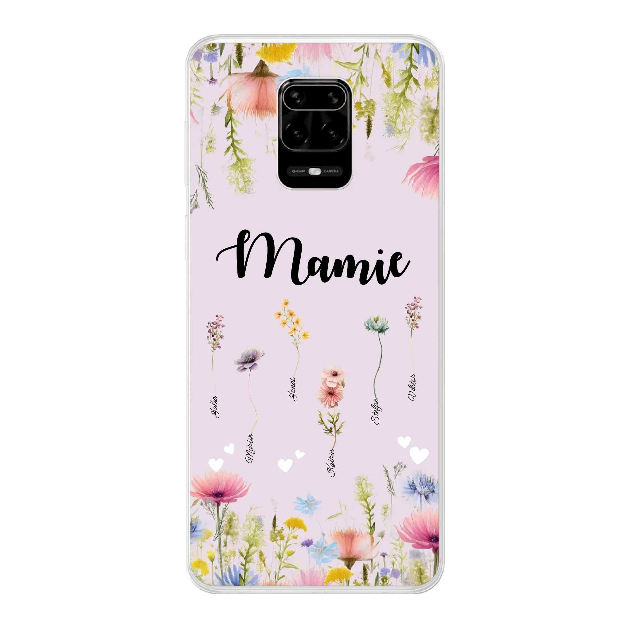 Mamie / Maman Fleur personnalisée Nom de l'enfant - Coque de téléphone personnalisable