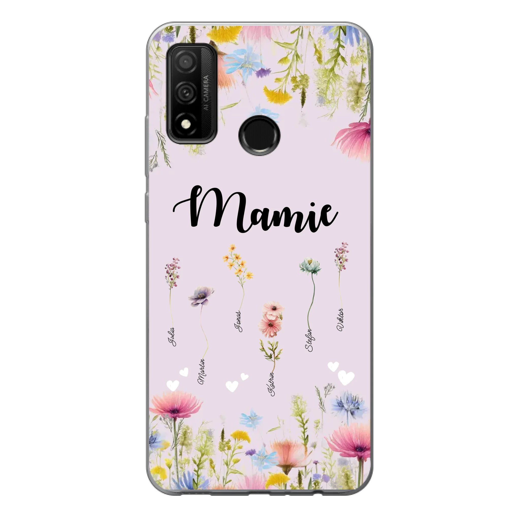 Mamie / Maman Fleur personnalisée Nom de l'enfant - Coque de téléphone personnalisable