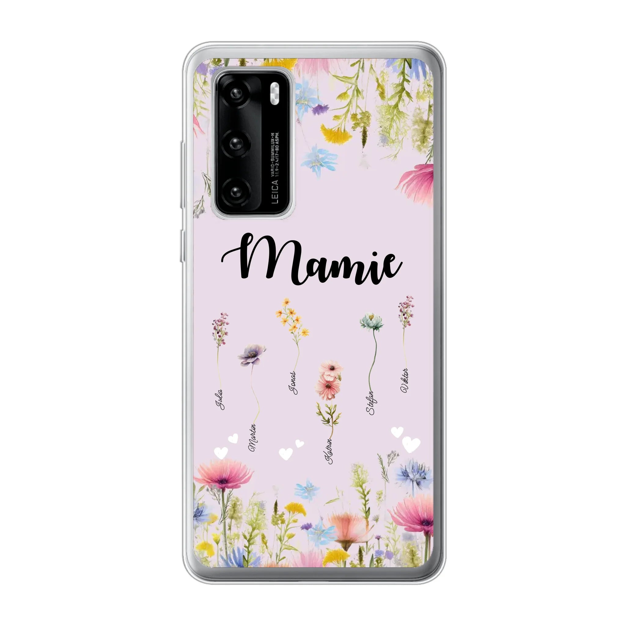 Mamie / Maman Fleur personnalisée Nom de l'enfant - Coque de téléphone personnalisable