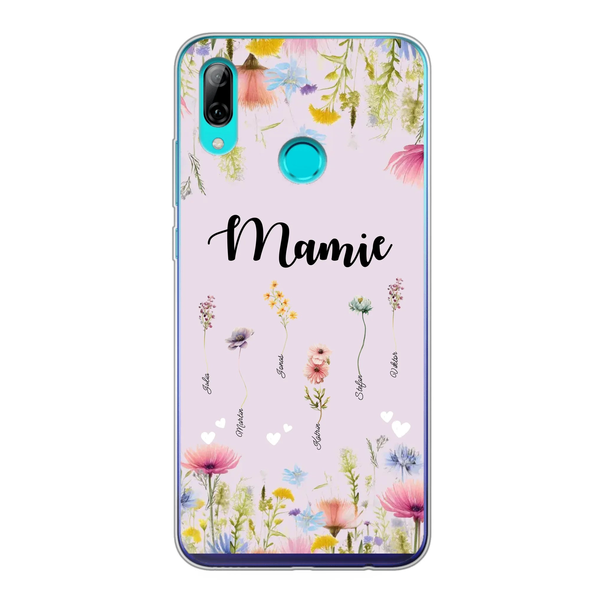 Mamie / Maman Fleur personnalisée Nom de l'enfant - Coque de téléphone personnalisable