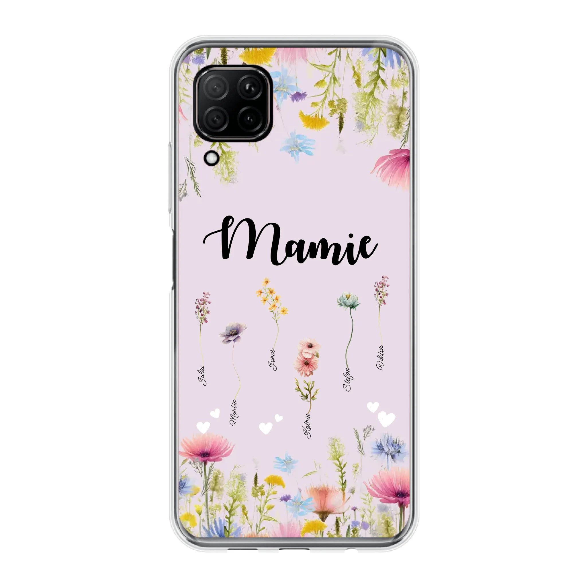 Mamie / Maman Fleur personnalisée Nom de l'enfant - Coque de téléphone personnalisable