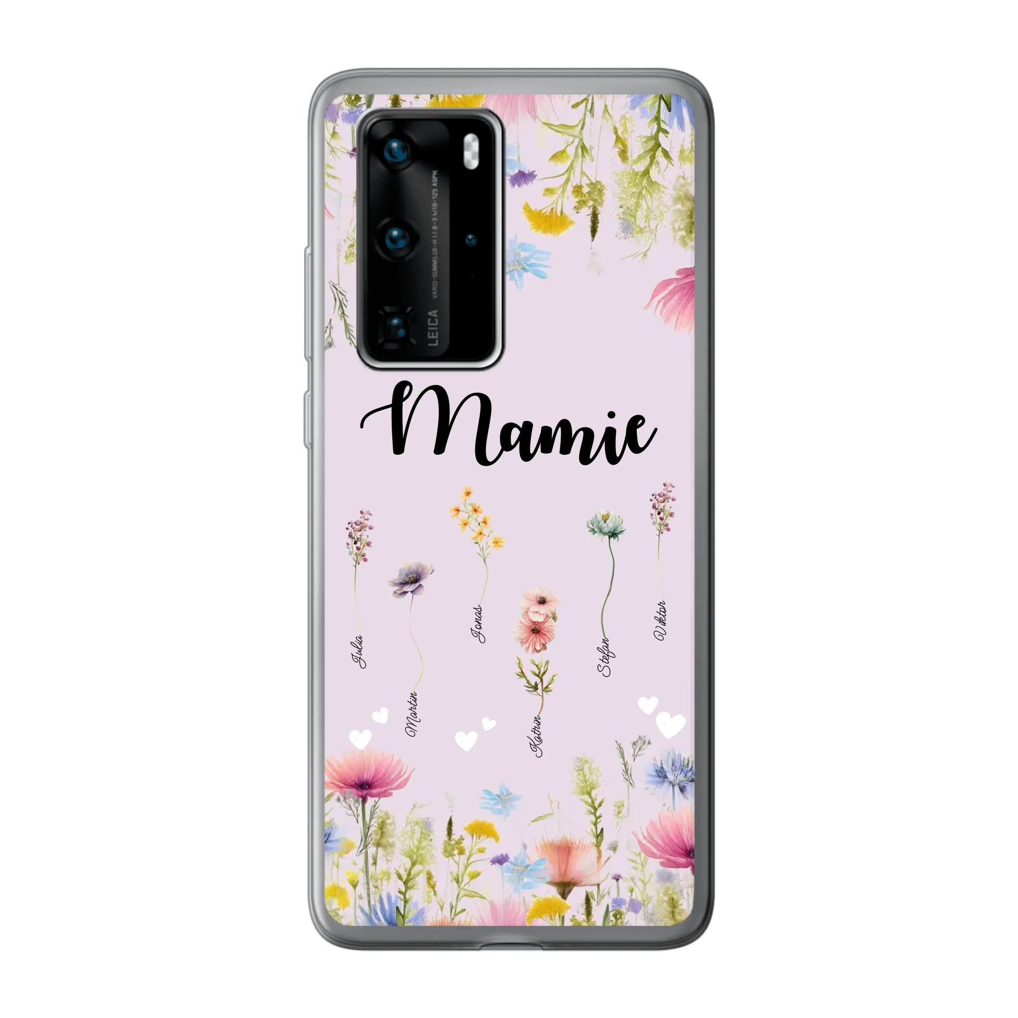 Mamie / Maman Fleur personnalisée Nom de l'enfant - Coque de téléphone personnalisable